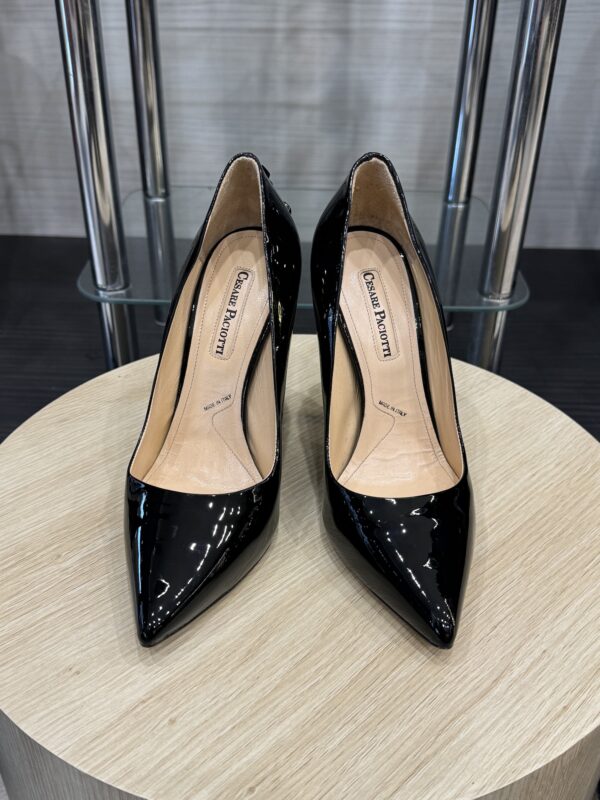 Cesare Paciotti Vernice Luce Black Dagger Heels